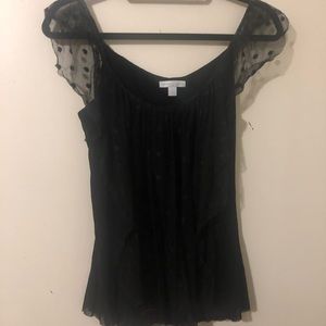 New York & Company ruffle sleeve polka dot blouse